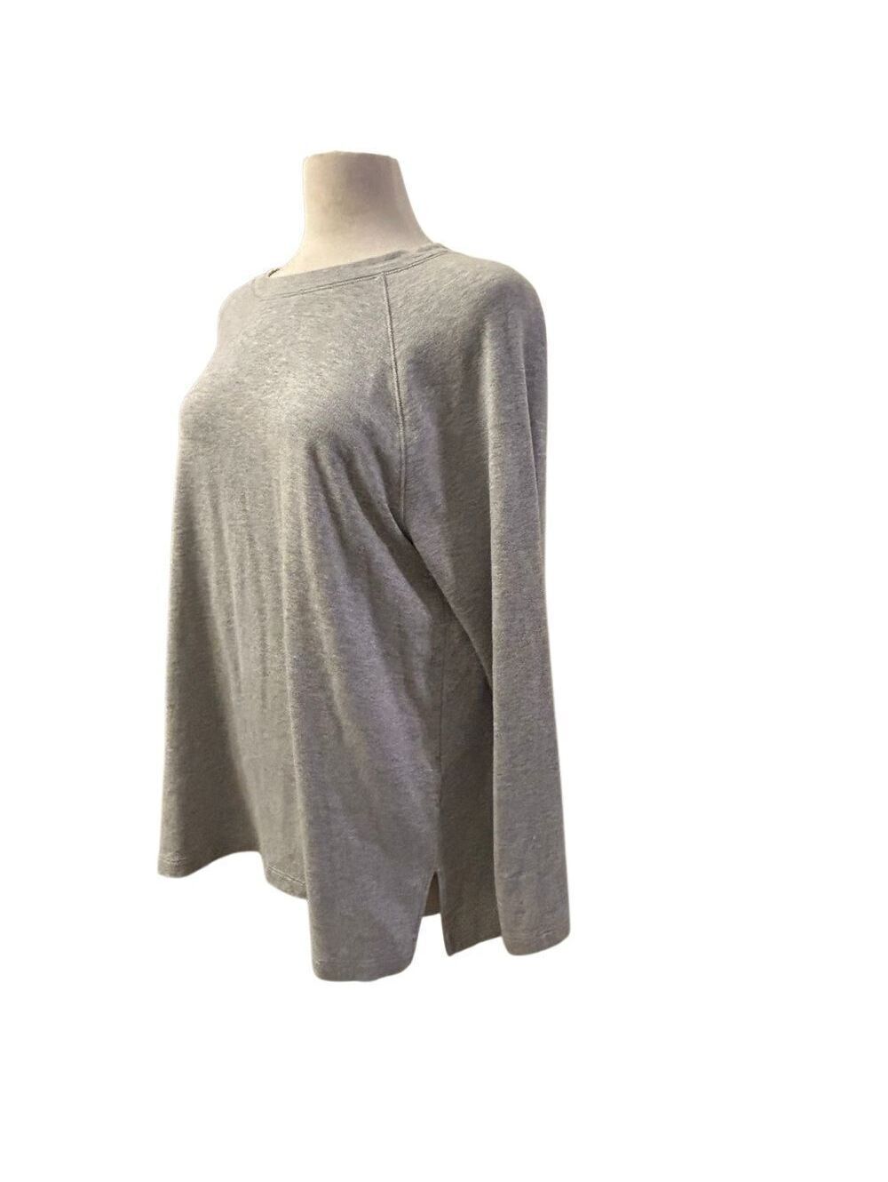 Eileen Fisher Tencel Organic Cotton Blend Pullover Tunic Top Heather Gray M
